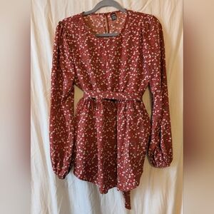 SHEIN Red Floral Long Sleeve Maternity Blouse